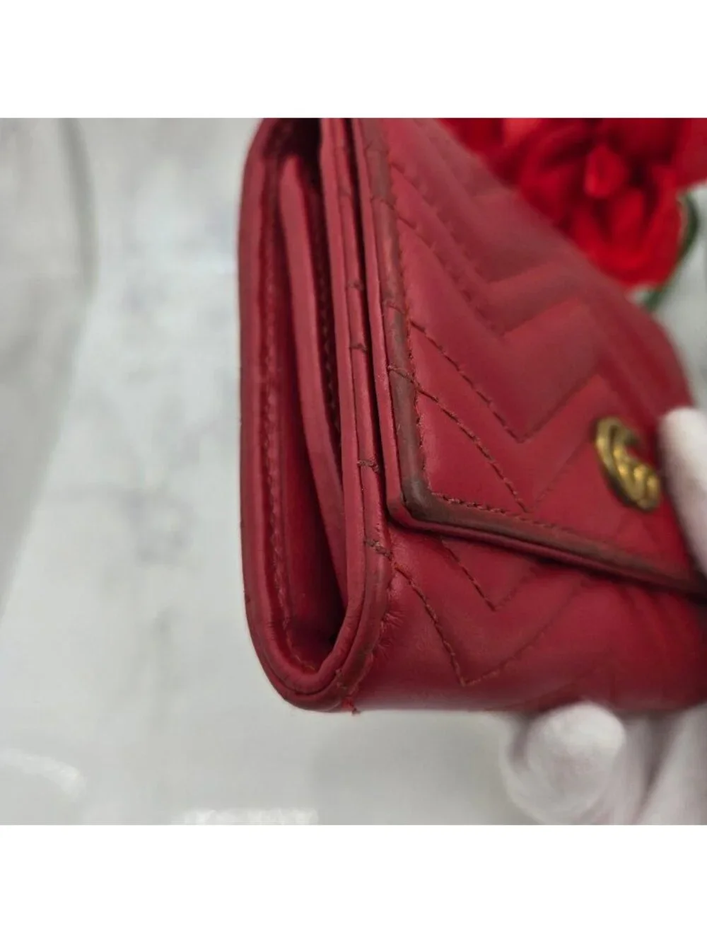 Gucci Fold Wallet GG Marmont Quilted - Picture 5 of 14